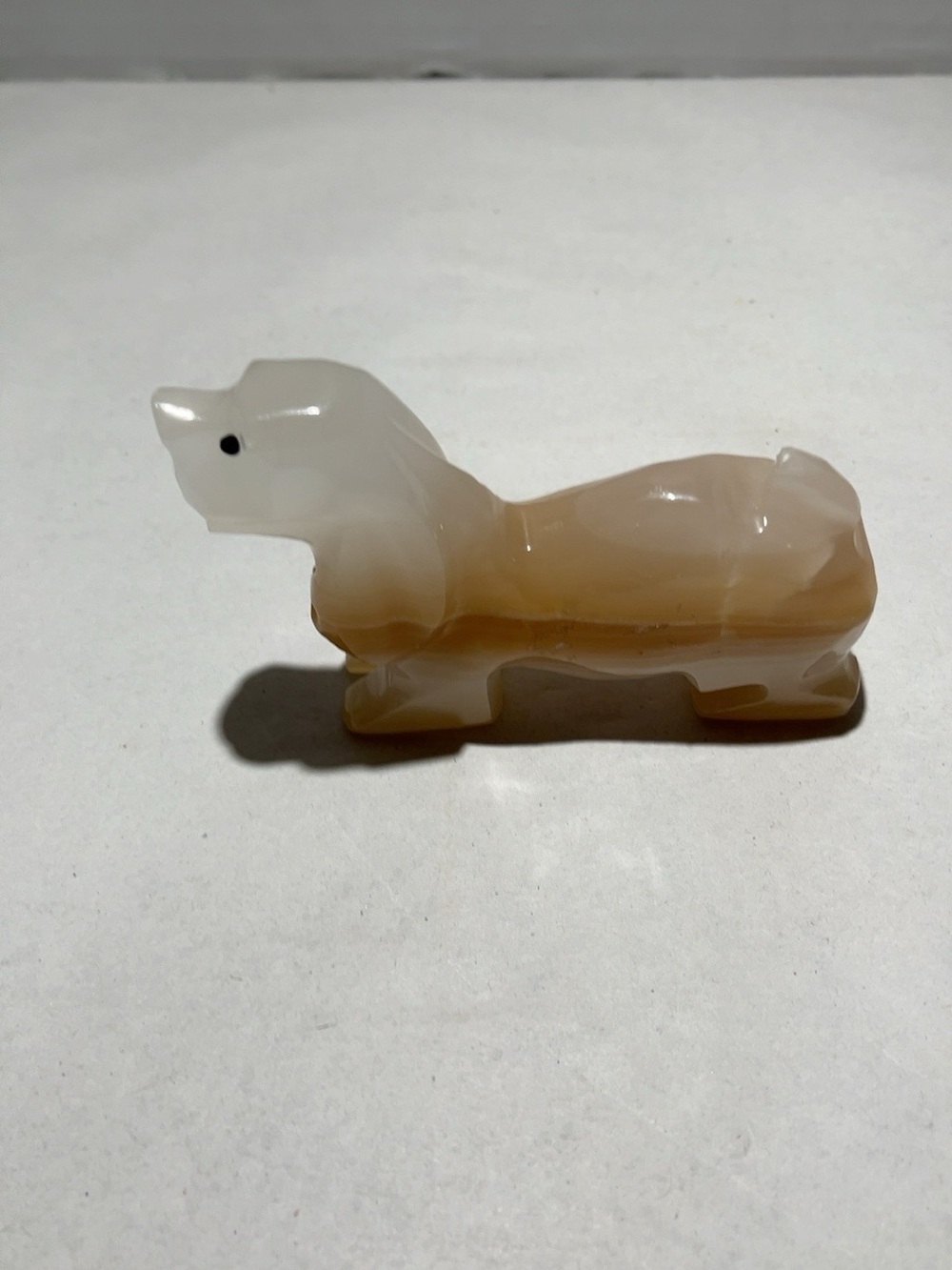 Vintage Carved Onyx Cocker Spaniel Dog Figurine 3.5” Banded Stone